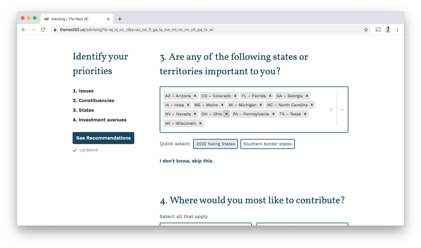 Advising states filled